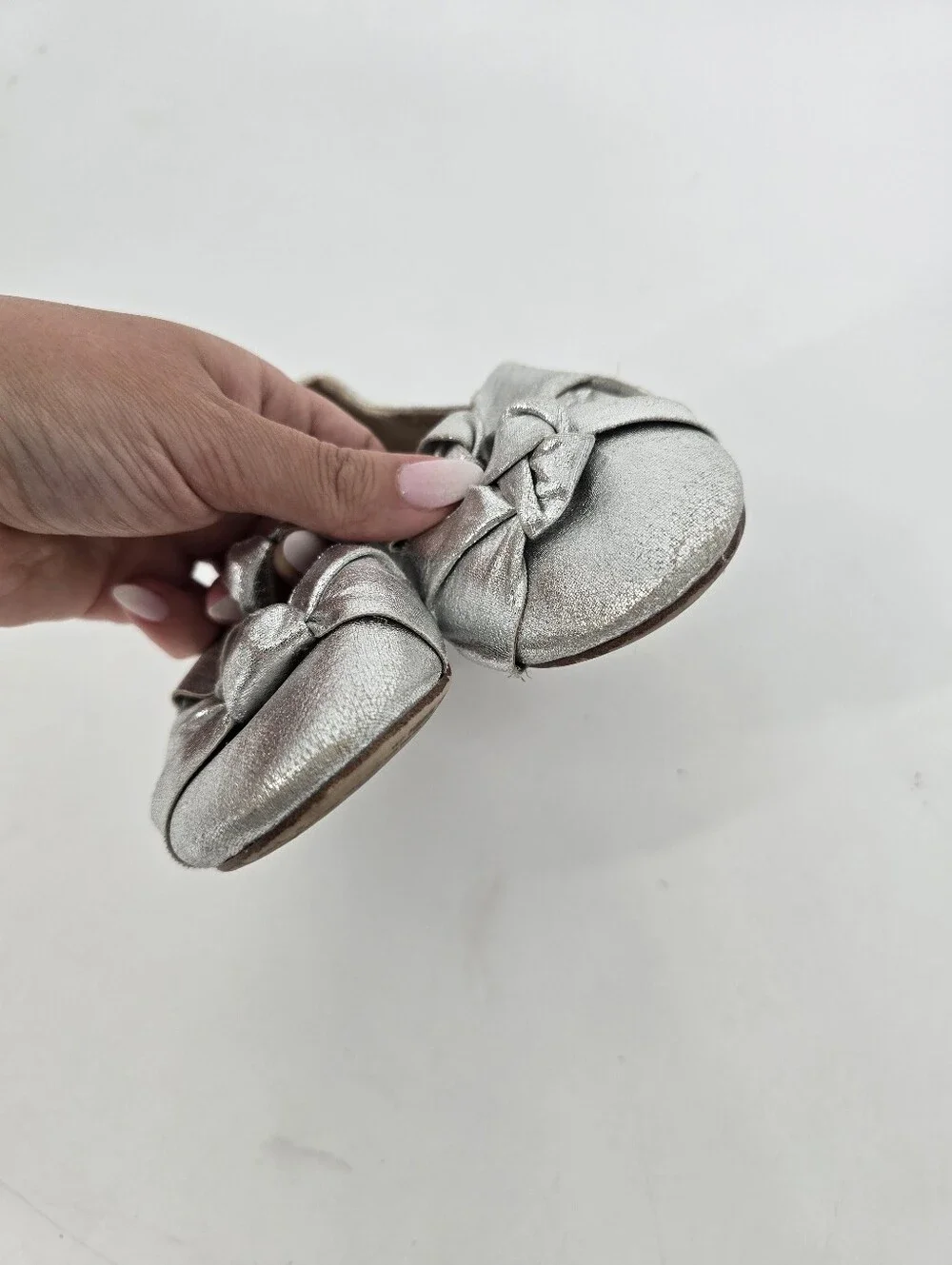 Zara Baby Silver Dress Flats Mary Jane Knot Size 24 US Size 8